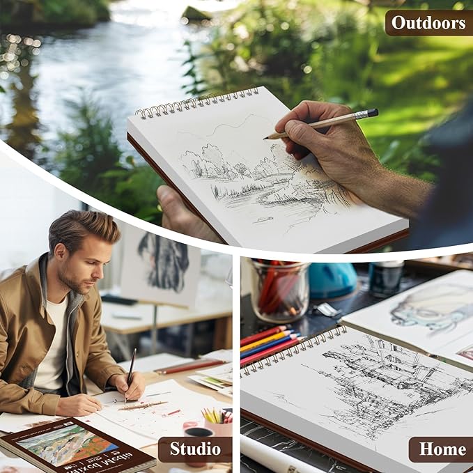 mofuny mixed media sketchbook 8.5 x 11, 50 sheets - 110lb/180gsm painting paper pad | paint paper for acrylic painting, watercolor notebook, gouache, oil, and colored pencils, art supplies for adults.
