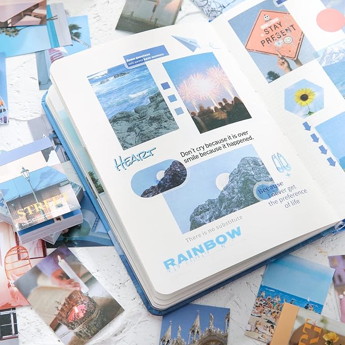 6 sets 300 pcs washi stickers book for journaling, daily scenery life stuff travel sricker vintage aesthetic fashion scrapbook stickers set for bullet journal art diary craft gifts planner notebook