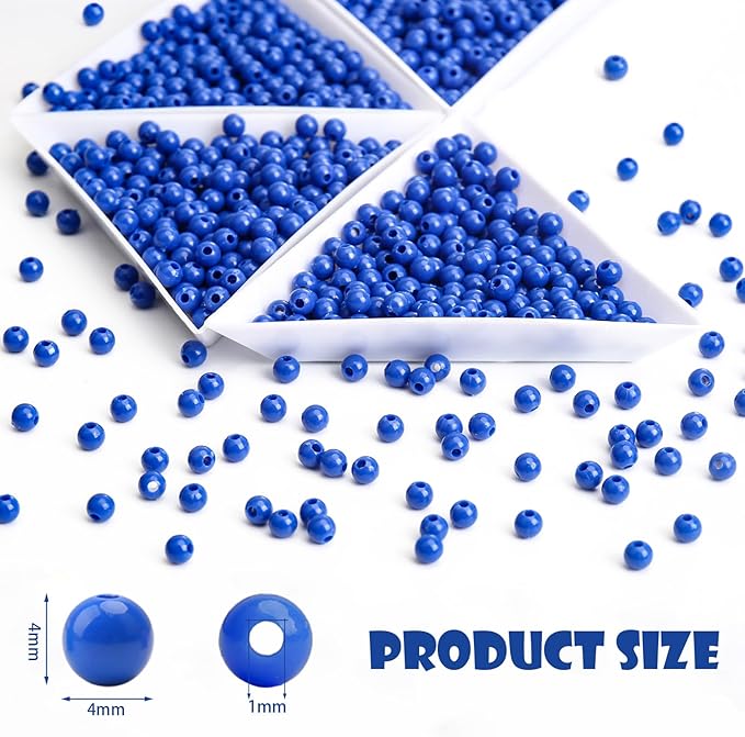 bonny boxx 2000pcs 4mm smooth sapphire acrylic round beads, plastic resin bubblegum balls chunky gumball beads for necklace and bracelet making, crafting supplies