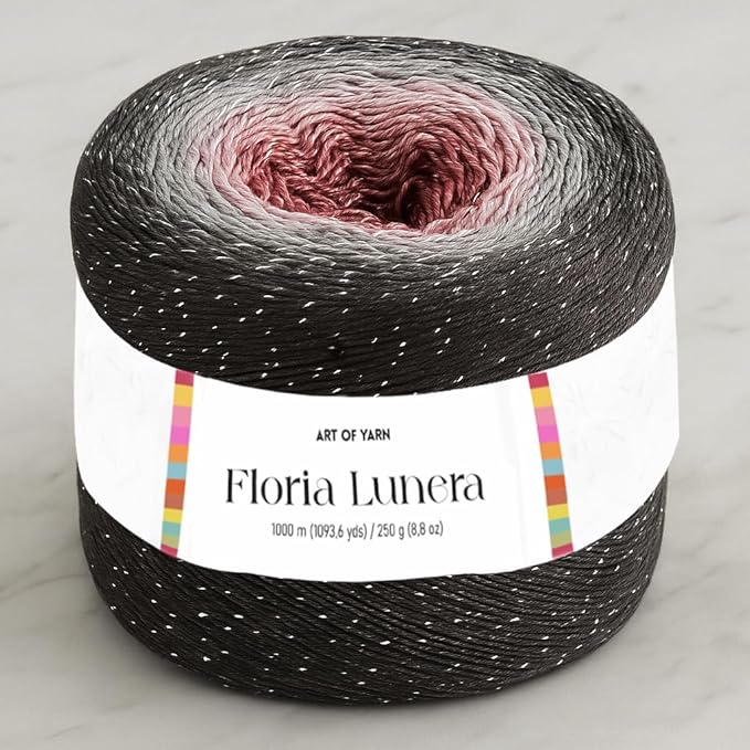 Floria Lunera Cotton Yarn 55% Cotton 45% Acrylic 250g 1093 Yards Multicolor Rainbow Crochet Yarn Handknit Cake Soft Variegated Yarn for Spring Summer Projects Blankets Scarves-93279