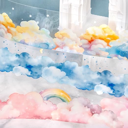 Dreamy Cloudscape PET Tape Set, 6 Rolls of Sky-Themed Stickers for Scrapbooking, Junk Journaling, DIY Crafts, and Art Supplies