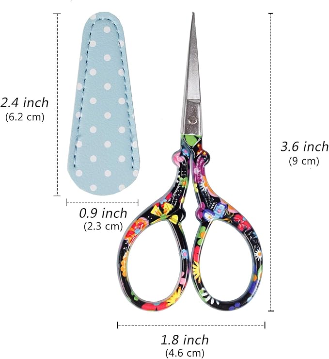 Sewing scissors sharp Embroidery Crafting Threading Scissors with Leather Scissors Cover for Needlework Craft Art Work Manual Handicraft DIY Tool