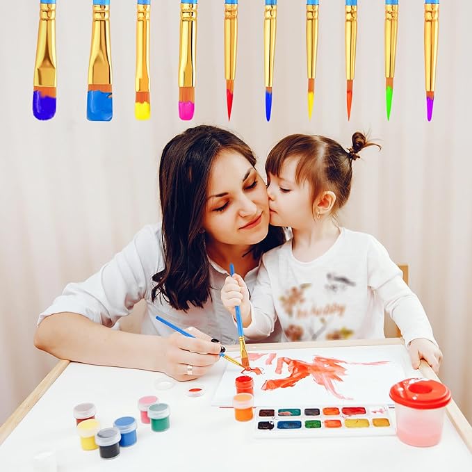 AROIC Acrylic Paint Brush Set, 24pack/240pcs Nylon Hair Paint Brushes for Acrylic Painting, Artist Craft Paint Brushes Supplies, Kid Adult Watercolor Oil Paint Brush Kit