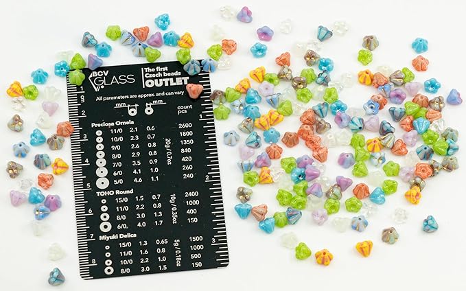 25grams (0.88oz) Tiny Bell Flower Bead Mix (4x6mm), Czech Glass
