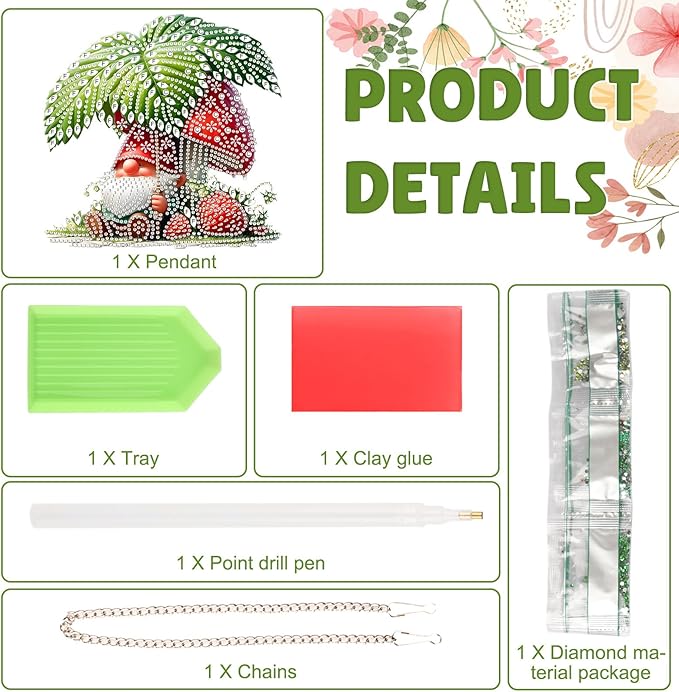 DOMROM Dwarf Diamond Art Hanging Kits for Adults Beginners, Special Shaped Crystal Diamond Painting Dwarf Pendant, DIY Diamond Art Suncatchers for Home Garden Wall Decor Gift
