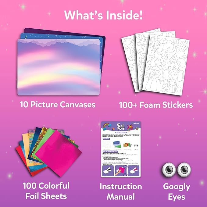 skillmatics foil fun - unicorns & princesses, no mess art for kids, craft kits & supplies, diy creative activity, travel toys, valentine’s day gifts for ages 4, 5, 6, 7, 8, 9