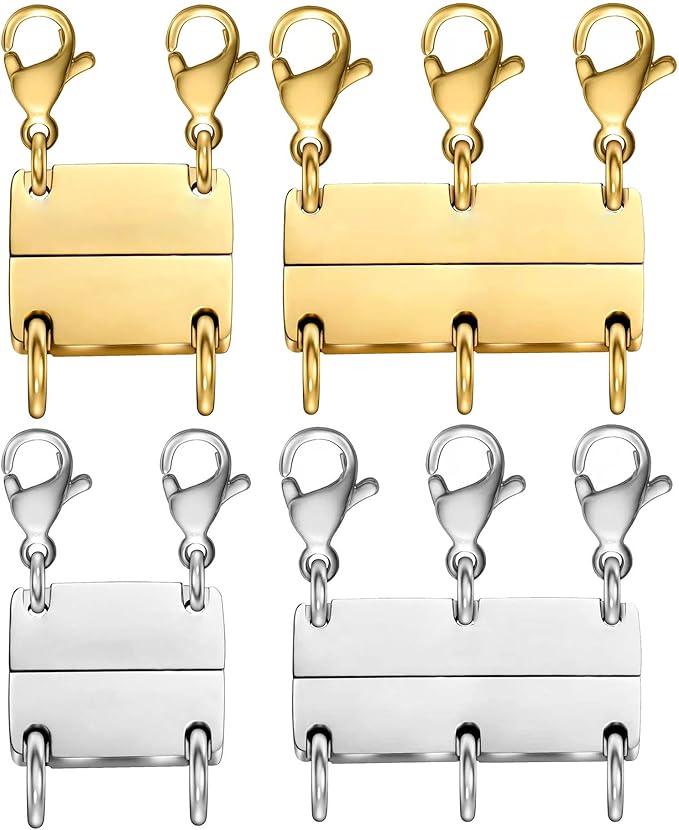 layering necklace clasp 18 k gold and silver separator for stackable necklaces