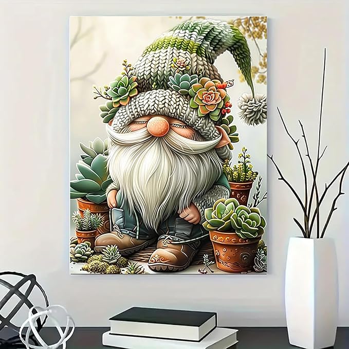 Easy Paint by Numbers Kit for Adults Beginner, Gnome Adult Paint by Number Kits on Canvas, DIY Painting with Numbers for Adults, Acrylic Simple Oil Paint by Number Kits for Home Wall Decor 16x20 In