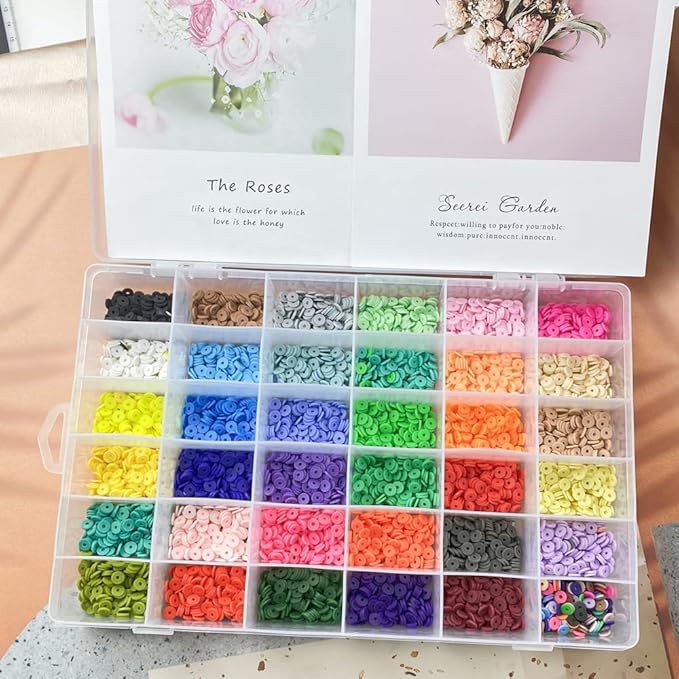 1750pcs Heishi Vinyl Beads Flat Round Polymer Clay Spacer Beads for Making Bracelet Necklace Earring Accessories DIY Handmade Craft(Green Mixed, 6mm)