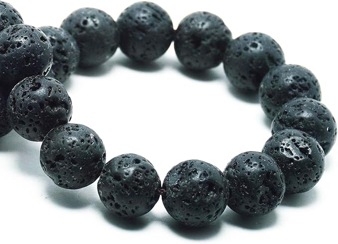 8mm Natural Stone Beads for Jewelry Making - Gemstone Round Loose Beads for Bracelets(45-48pcs, Lava)
