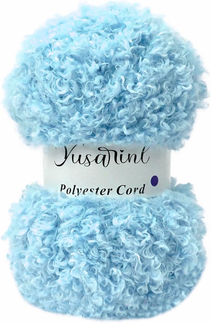 (32 Colors Available) Yusarinl Teddy Bear Yarn,Fuzzy Yarn for Crochet Polyester Plush Fur for Crafts Fluffy Fuzzy for Knitting(3.35 oz, 40 yds)-Light Blue