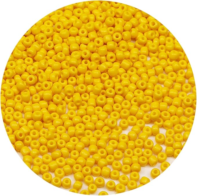 Bala&Fillic Yellow Color 4mm Seed Beads About 1200pcs/100Grams in Bag, 6/0 Glass Craft Beads for Making Bracelet and Necklace (Yellow)
