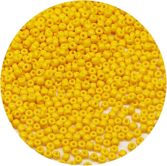 Bala&Fillic Yellow Color 4mm Seed Beads About 1200pcs/100Grams in Bag, 6/0 Glass Craft Beads for Making Bracelet and Necklace (Yellow)