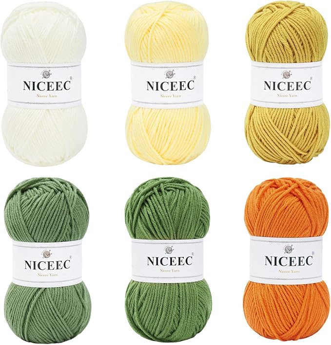 NICEEC 300g Soft Assorted Colors Yarn - Sport Weight,100% Acrylic, 4 Ply, Bonbons Yarn for Crochet & Knit, DIY Project Starter Kit for Kids or Adults(Total 870yds) - Series 7