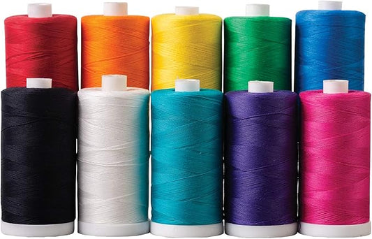 connecting threads 100% cotton thread sets - 1200 yard spools (set of 10 - crayon box)
