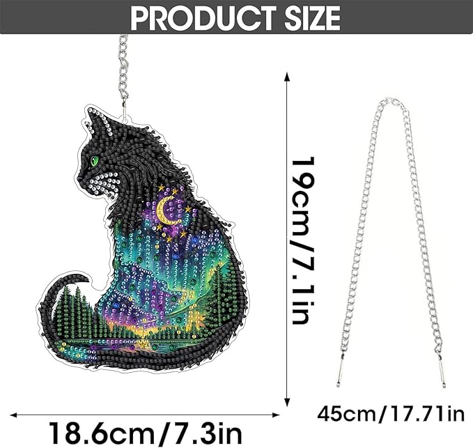 SKRYUIE Cat Hanging Diamond Art Kits for Adults Pendant Suncatcher, Special Shaped Crystal DIY Pearl Diamond Painting Kit, Gift for Mother Spring Summer Window Wreath Decor 7.68 x 6.3 Inch D5
