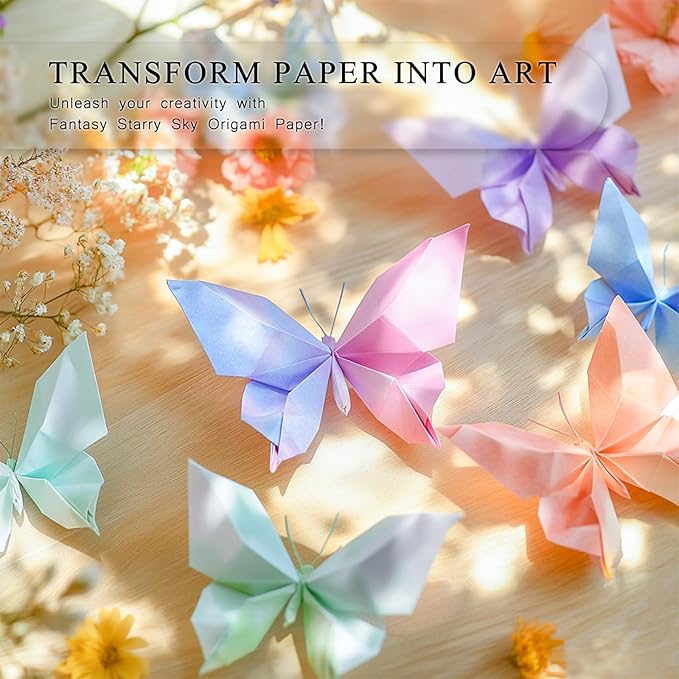 200 Sheets Origami Paper, Fantasy Starry Sky Origami Paper Double Sided,10 Designs Origami Kit Squares for Scrapbook Decor, Folding Crafts Kids DIY School Arts Crafts Projects(3.74*3.74in)