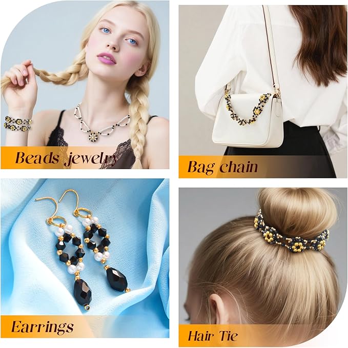 1500 Pcs Crystal Glass Beads for Jewelry Making – 12 Styles Bicone, Rondelle, Cube, Teardrop & 3mm Spacer Beads, DIY Bracelet Necklace Earring Craft Kit with Organizer Box(Black)
