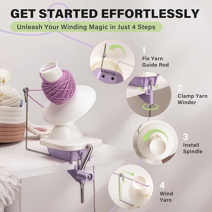 INMAKER Yarn Winder, Ball Winder for Crocheting & Knitting, Quick Install Portable Yarn Spinner, Essential Tool for Crafting Enthusiasts