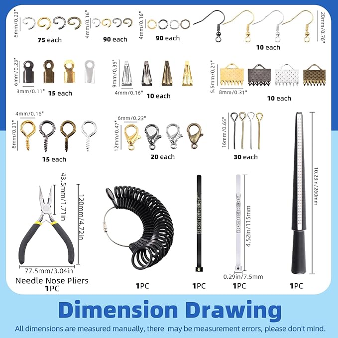 Glarks 1465Pcs Jewelry Making Kit, Jewelry Making Supplies Kit Includes Jewelry Pliers Tools, Jewelry Findings for Jewelry Making and Repair
