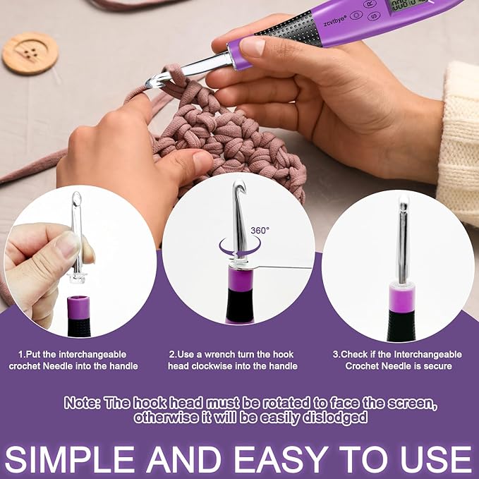 Counting Crochet Hook Set with Light & Counter -18 Size Light up Crochet Hooks - Ergonomic for Arthritic Hands, Digital Stitch & Row Counter - Interchangeable Hooks Kit - Perfect Gift