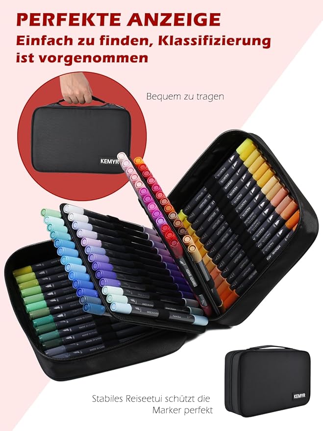 Markers for Adult Coloring Books: 80 Color Dual Tip Fine & Brush Pens Water-Based Coloring Marker for Adults Drawing Sketching Bullet Journal Writing Lettering No bleeding