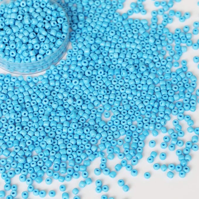 Bala&Fillic Opaque Light Blue Color 4mm Seed Beads About 1200pcs/100Grams in Bag, 6/0 Glass Craft Beads for Making Bracelet and Necklace (Light Blue)