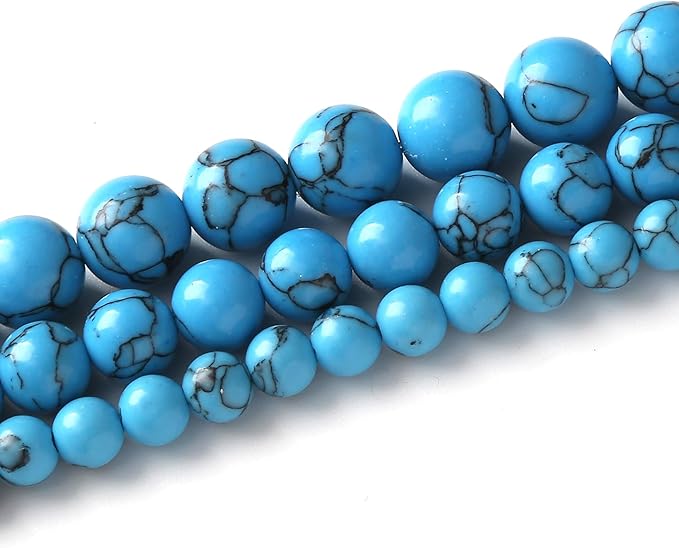 12MM 30PCS River Stone Blue Turquoise Stone Beads for Jewelry Making Gemstone Round Crystal Bracelet Necklace