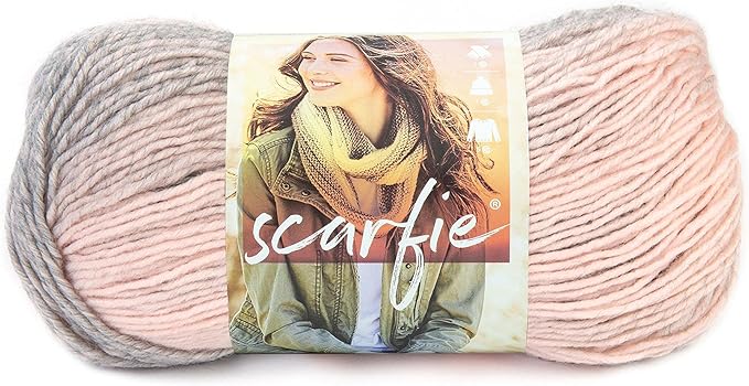 Lion Brand Yarn (1 Skein) Scarfie Bulky Yarn, Pink/Silver