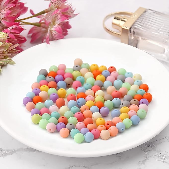 bonny boxx 100pcs 12mm matte mix colors acrylic round beads, frosted plastic resin bubblegum balls chunky gumball beads for necklace and bracelet making, crafting supplies