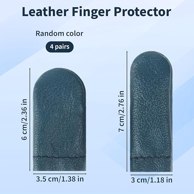 Leather Finger Protector Needle,4 Pairs Needle Felting Knitting Finger Protector, Needle Felting Knitting Finger Thimble Guards Tools, Needlework Fingers Thumb Protection Sleeve Cots(Random Color)
