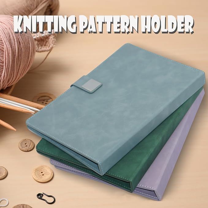 Knitting Pattern Holder with Pocket, Knitting Chart Holder with 4 Replacement Magnets, Holder Foldable Knitting Chart Keeper for Fixed Crochet Pattern on Knitting Pattern (Blue)
