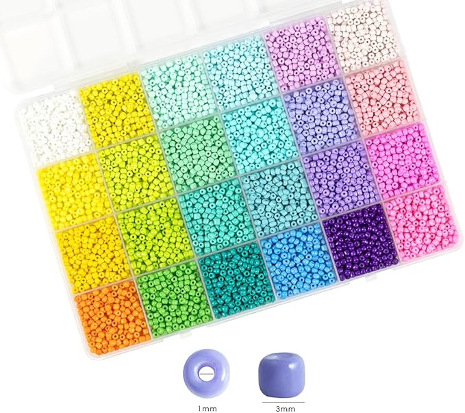 Macaron Color 3mm Seed Beads, 5200Pcs Glass Seed Beads Kit with Storage Box for DIY Necklace Bracelet Crafts