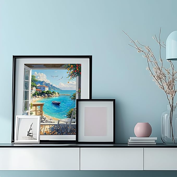 NPCSWXQ Paint By Numbers Kit for Adults Beginners,Seaside Scenery Paint by Numbers on Canvas,Acrylic Painting Crafts Number Artist Paint Kit for Home Wall Bedroom Study or Office Decor Gift 16x20In