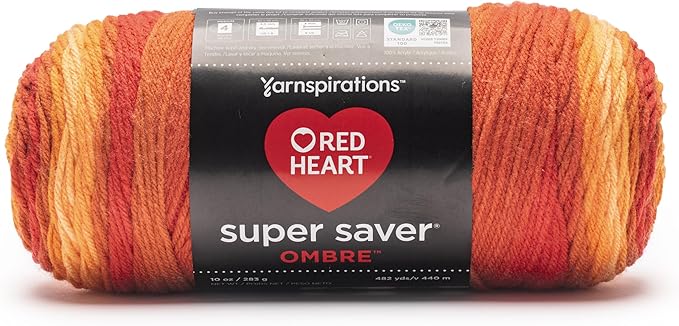Red Heart Super Saver Ombre Marigold Yarn - 2 Pack of 283g/10oz - 100% Acrylic - #4 Worsted (Medium) - 482 Yards - Knitting/Crochet