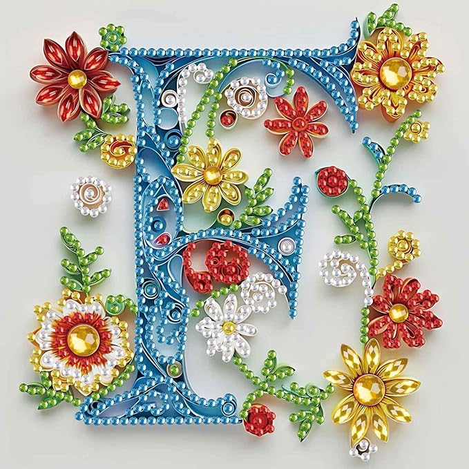 MVVMTOP Diamond Painting Kit, 5D DIY Letter F, Special Shape Crystal Artificial Diamond Art Partial Mosaic Handicraft for Beginners, Wall Decor Gift for Bedroom, Office, Living Room 6.7x6.7in