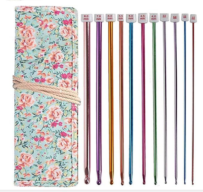 Tunisian Crochet Hooks Set Afghan Crochet Hooks Aluminum Needles Tools for Beginners+ Burable Cloth Case 11-Pack