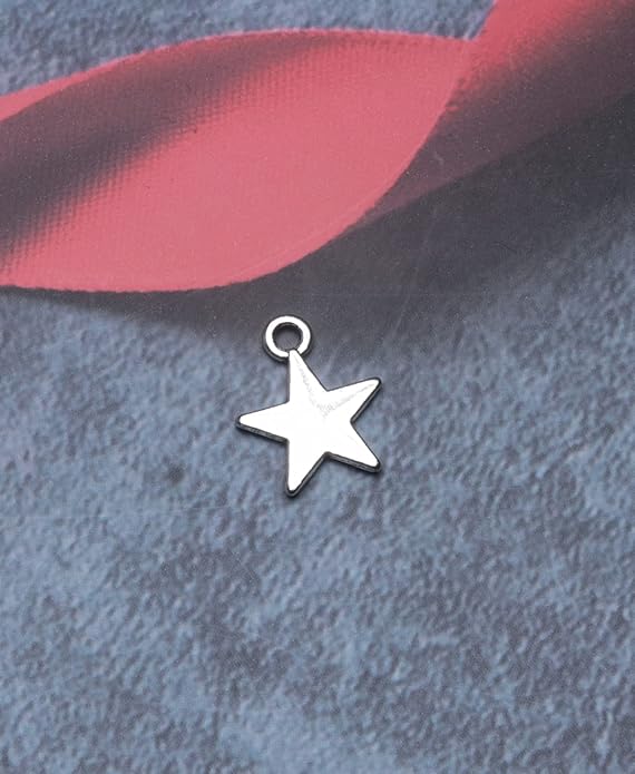 50 Pcs Star Pendants Bulk Small Metal Star Shape Charms for Jewelry Making Kit Finding Necklace Bracelet Key Chains Earring DIY Crafting