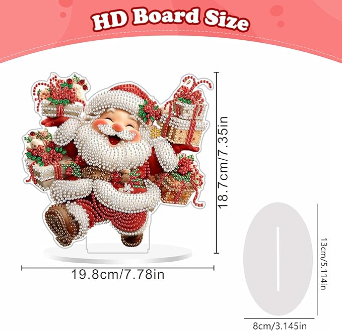 5D Diamond Art Kits for Adults, Santa Claus, Special Shaped Rhinestone Diamond Art Christmas Ornaments, Christmas Lover, DIY Diamond Art Painting Desktop Ornament Gem Art crafts for Adults Home Decor