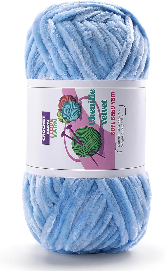 Plush Chenille Chunky Yarn, Velvet Fluffy Yarn for Hand Knitting, Baby Yarns for Crocheting Soft Making Blankets, Scarves, Dolls (3.5oz 87.5yds Each)