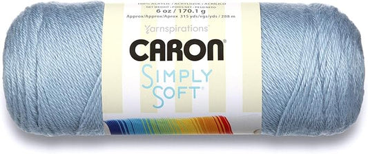 Caron Simply Soft Solids Yarn (4) Medium Gauge 100% Acrylic - 6 oz - Light Country Blue - Machine Wash & Dry