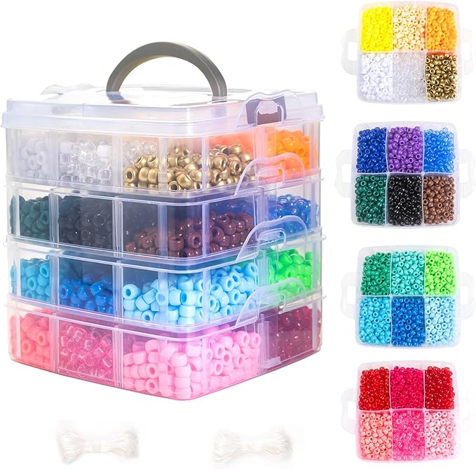 Gxueshan 4500 Pcs Acrylic Pony Beads Bulk Large Hole Plastic White Green Gold Red Black Blue Pink 24 Assorted Colors Kandi Hair Beads for Crafts Friendship Bracelet Jewelry Making Kit Set (4500)