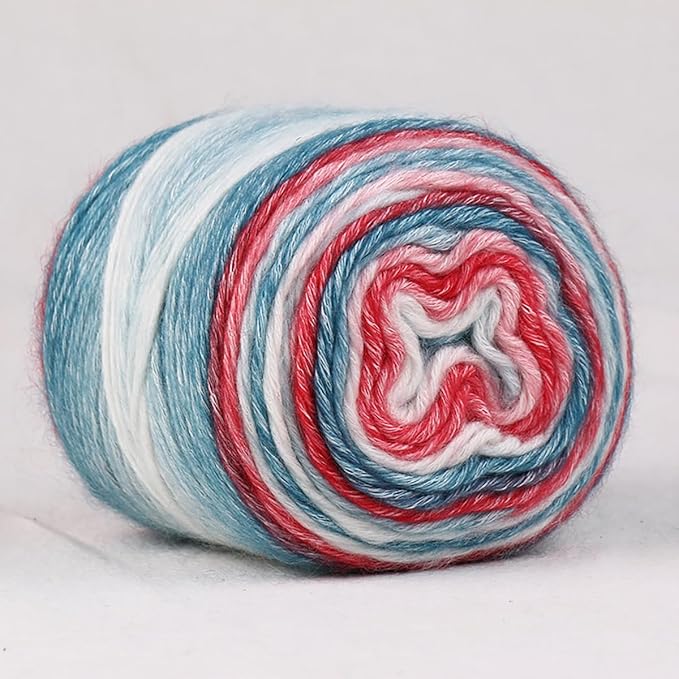 Crocheting Knitting-Gradient Cake Yarn, Soft Multicolor Medium-Fine Blended Yarn, Weight 100 Grams, Contains 60% Cotton 30% Acrylic 10% Wool. Suitable for Scarf, Gloves, Shawl, Blanket.(1157)