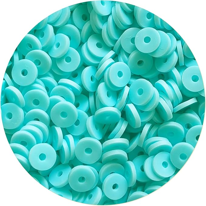 2000pcs Light Lake Blue Clay Beads for Bracelets Making Heishi Polymer Disc Bead Flat Spacer 6mm for Jewelry Earrings DIY Crafts