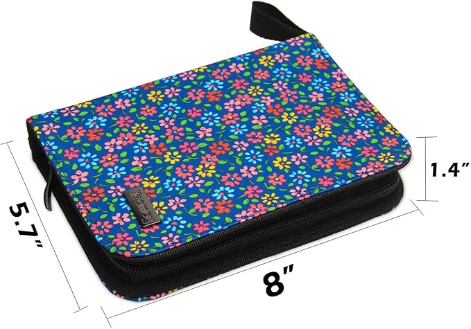 Teamoy Crochet Hook Case, Travel Carry Bag for Ergonomic Crochet Hooks Kits, Aluminum /Steel Crochet Hook and More, Lightweight, Well Made--NO Accessories Included, Flowers Blue