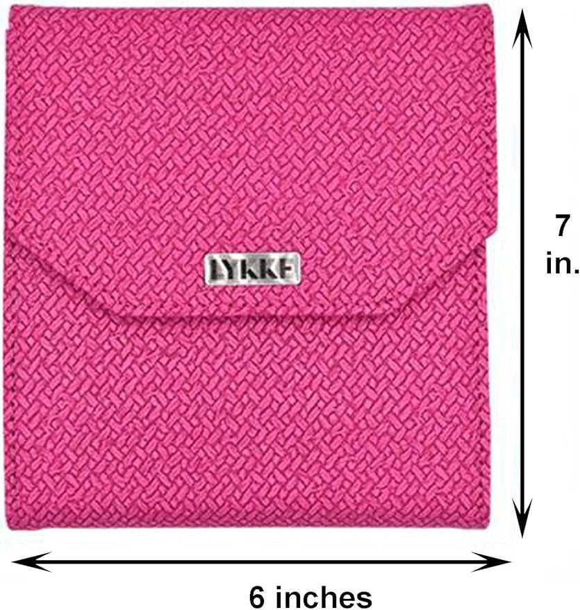 Lykke Blush 6 in. Set Sizes 3.5, 3.75, 4.0, 4.5, 5.0, 5.5, 6.0, 6.5, 8.0, 9mm Crochet Hooks for Sport, Baby, DK, Worsted, Chunky Yarn, Birchwood with Magenta BW Case, Project Bag