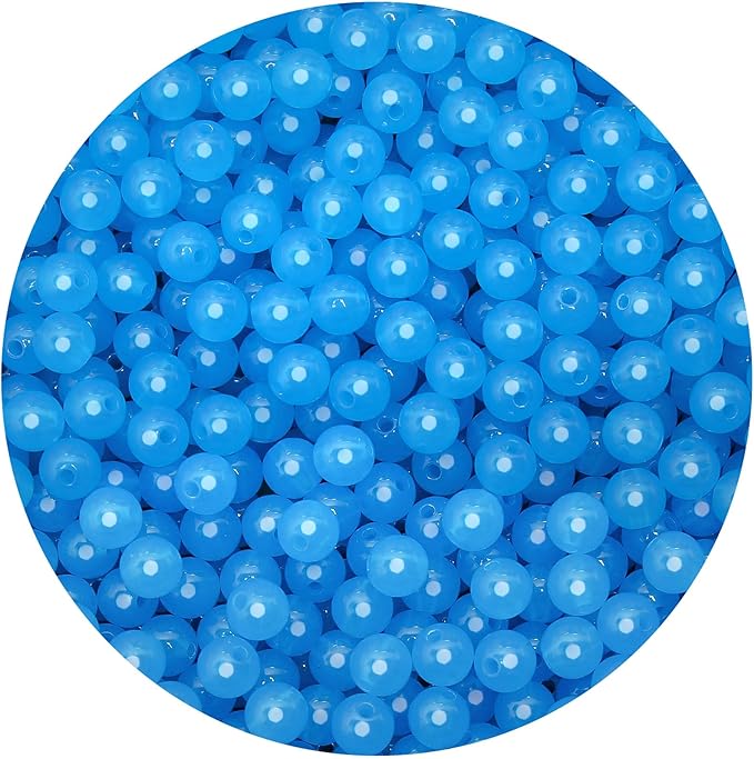 bonny boxx 1000pcs 6mm jelly sapphire acrylic round beads, smooth transparent acrylic balls, plastic resin gumball bubblegum chunky beads for necklace & bracelet making, crafting supplies