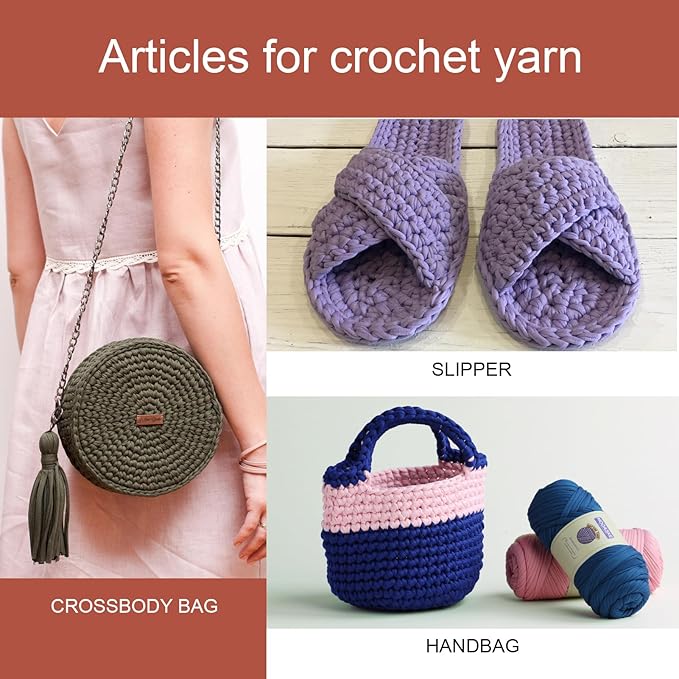 1 Pack T-Shirt Crochet Yarn for DIY Knitting Crochet Cloth Blanket Bag Dolls - 400g Chunky Thick Yarn for Crocheting with Polyester-Spandex Blend Elastic Fabric (White)