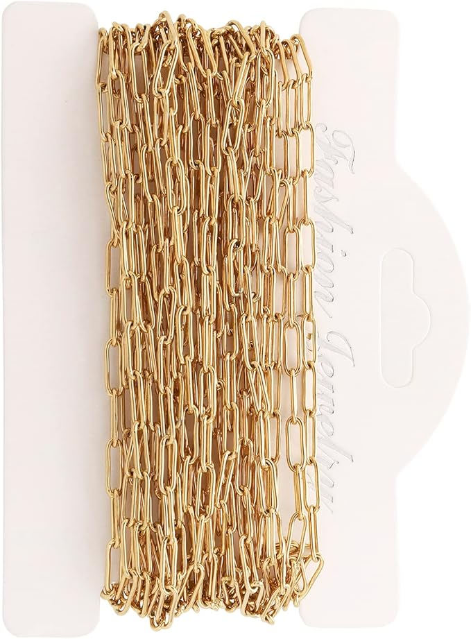 16.4 feet necklace chains for jewelry making, gold plated stainless steel chains bulk for diy necklace bracelet pendant supplies