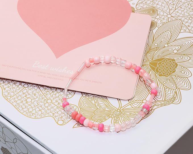 Mixed Craft Beads 1000Pcs/20g Glass Seed Beads Tube Beads Bugle Beads 1.5-4.5mm Small Loose Spacer Beads for DIY Bracelets Necklace Earring Jewelry Making (Pink)